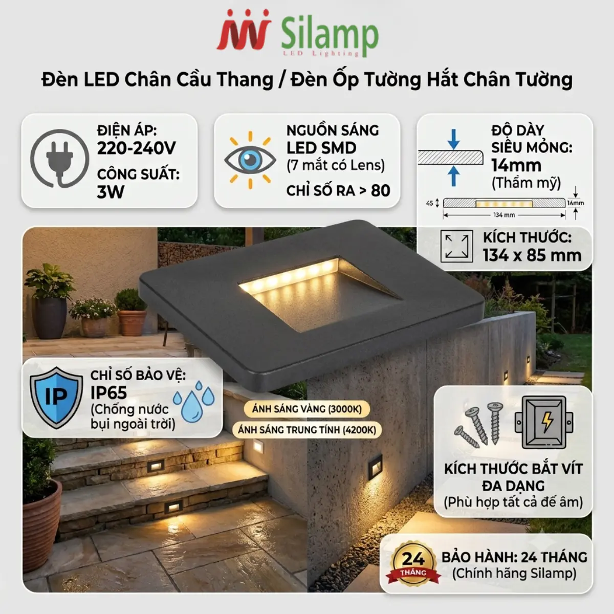 den-led-hat-chan-tuong-silamp đèn led hắt chân tường Silamp