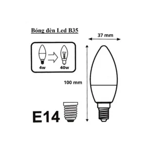 kích thước bóng đèn chùm quả nhót B35 E14 4w
