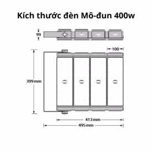 khích thước đèn pha mô đun 400w Silamp