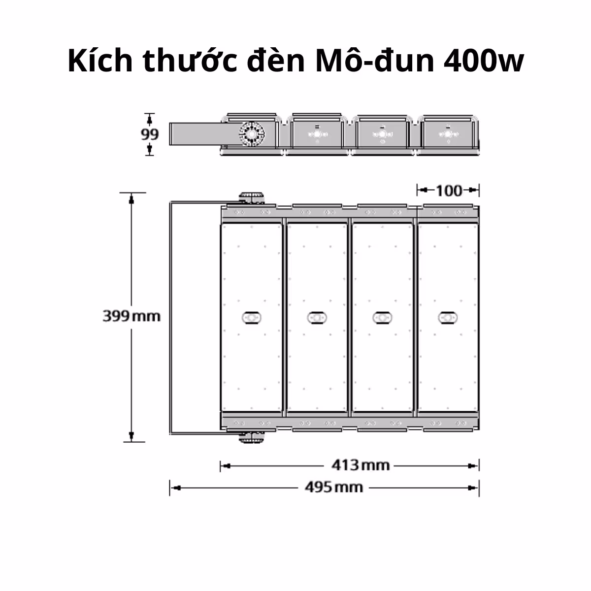 kich-thuoc-den-module-400w-silamp khích thước đèn pha mô đun 400w Silamp