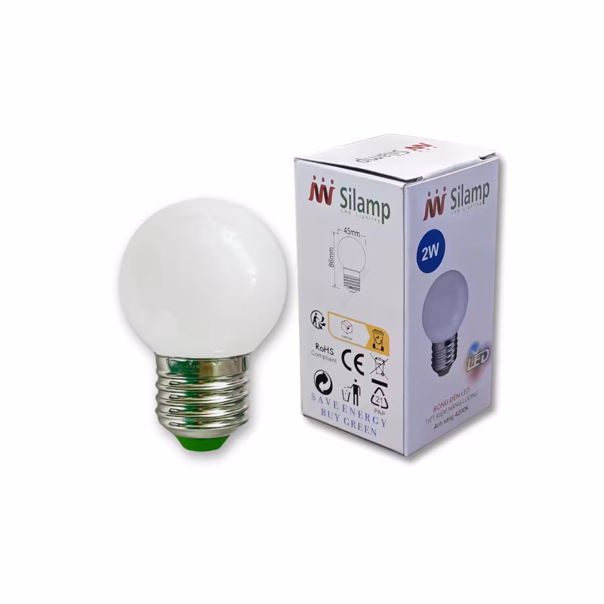 bong-den-led-g45-2w-e27-silamp Bóng đèn Led G45 2W E27 Silamp