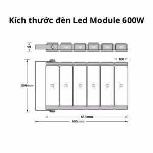 kích thước đèn module 600w Silamp